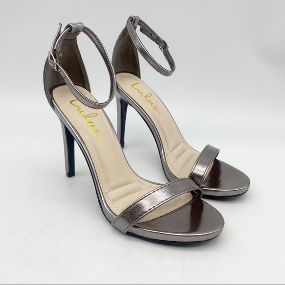 Lulus Shoes - Lulu’s sandal heals loveliness Pewter metallic. Size 6.5
